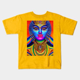 Techno-Shaman (27) - Trippy Psychedelic Art Kids T-Shirt